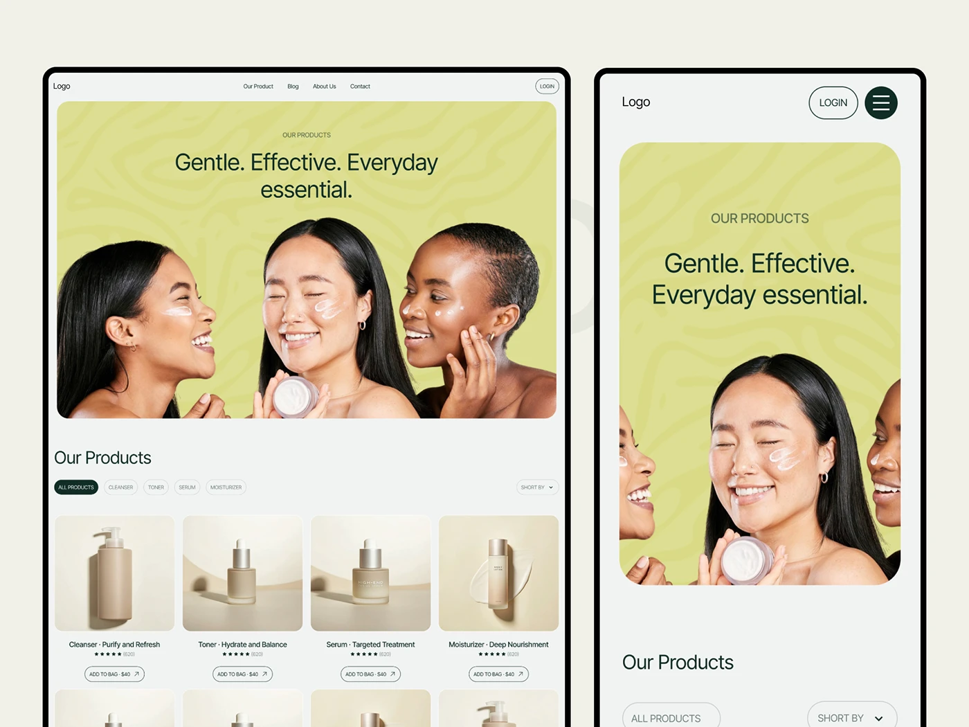Skincare E-Commerce Website UI